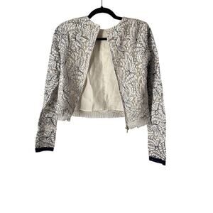 Adam Lippes Women's Navy/White Floral Lace Jacket